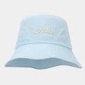 Detail of light blue quick-dry sun hat with Smile embroidery and reinforced stitching - One Size / Light Blue