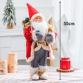 50cm Santa Claus doll wearing red plush coat with gift bag and teddy bear ornament - Style E (50cm)