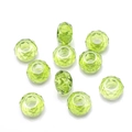 Light green faceted crystal glass beads with large holes for DIY jewelry making - 8*14MM Coreless / Olive Green