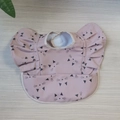 Waterproof baby bib in lilac pink with ruffle wings and cute black cat print - Wings - Older Style Cat / One Size