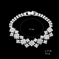 Detailed view of 17cm silver rhinestone bracelet with fold-over clasp and dimensions - Square Silver Style (782)