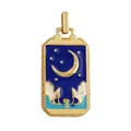 Detail of tarot moon and stars pendant in blue enamel with gold plated brass edge - M801155-Blue