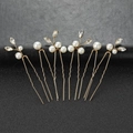 Set di 6 forcine da sposa dorate con perle bianche e cristalli marquise lucidi - Oro Strass con Griffe Set di 6