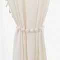 Beaded curtain tieback with cream and pink beads on burlap fabric for home decoration - Pink Pearl Bead Tieback
