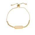 Adjustable 18k gold plated box chain bracelet with rectangular crystal bar pendant - White