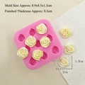Pink silicone mold featuring 9 rose flower cavities with 8.9x8.5x1.3cm dimensions - #6833 Small 9-Cavity Rose