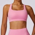 Set reggiseno sportivo rosa e leggings yoga a vita alta per fitness e pilates - Rosa