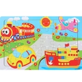 30-piece wooden vehicle puzzle for toddlers featuring a train, car, ship, and plane - Traffic (LA-886)