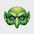 Maschera da mostro verde con naso lungo e orecchie a punta per costume Halloween - Maschera da Strega Verde