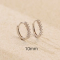 Silver 925 geometric hoop earrings with sparkling zirconia stones 10mm size - 10mm / White Gold