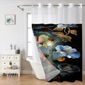 Detail of waterproof shower curtain with artistic floral stained glass pattern - Stained Glass Art Floral / 181x188cm Single Shower Curtain