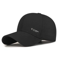Schwarze Baseballkappe für Herren mit Metall-R-Logo und verstellbarem Sonnenschutz - Standard / Schwarz