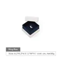 White minimalist square ring box with blue velvet interior and crown jewelry display - Ring Box (Blank) / White and Blue