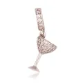 Silver wine glass pendant charm with micro-paved zircons for DIY jewelry making - White Gold Wine Glass