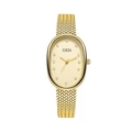 Elegant gold oval watch with mother of pearl dial and mesh strap for women - Gold
