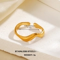 Onregelmatige golvende open ring van 18k verguld roestvrij staal, 1,7cm maat - Minimalistische Fluctuatiestijl (479)