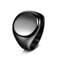 Men's round signet ring in polished black stainless steel with a minimalist solid finish - US 7 / Black