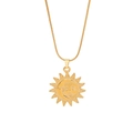 Collana con ciondolo a sole dorato con dettaglio viso e catena a serpente sottile - Stile Medaglione Viso di Sole (3#)