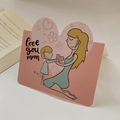 Pink Mother's Day cartoon greeting card with Love You Mom illustration on desk - Mother's Day Toddler