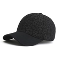 Women's black baseball cap with floral embossed texture for stylish outdoor sun protection - Adjustable / Black