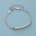Customizable silver stainless steel Figaro bracelet for kids with adjustable curb chain - 18+5cm Steel Color