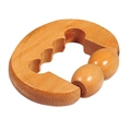 Portable wooden manual roller massager with U-shaped handle and natural wood texture - Two-bead Hand Massager / 12x9x2.5cm