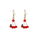 Detail of Christmas drop earrings with star studs and red striped holiday pendants - Star and Stripe Pendant