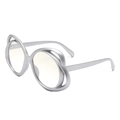 Occhiali da sole ovali in argento con montatura scavata e design futuristico trendy - Grigio Argento (C5)