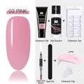 Kit gel per estensione unghie rosa 03 con mini lampada UV, pennello e set di lime - Set da 7 Pezzi 03-Rosa