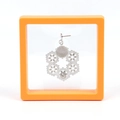 Silver hollow snowflake drop earrings with rhinestones in an orange floating display box - Fresh Orange; 9*9*2cm