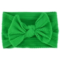 Soft green nylon infant headband with textured knit and large decorative bow - Green