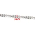 Macro detail of 3mm silver tennis chain with square prong-set clear cubic zirconia stones - Steel Color D-Shape Zirconia Claw Chain 3mm