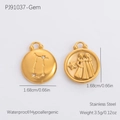 Golden stainless steel Gemini zodiac pendant charm, waterproof and hypoallergenic jewelry - Gemini