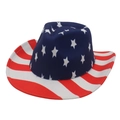 Cappello da cowboy bandiera americana con stelle e strisce bianche e rosse per eventi - M (56-58cm) / Cupola a Stelle Tesa a Righe