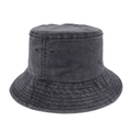 Sombrero de pescador unisex en denim lavado gris carbón con acabado vintage y ojales - Negro y Gris
