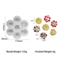 3D silicone mold for succulents and cactus flowers with detailed dimensions and 7 cavities - 7-in-1 Succulent / White