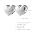 Polished 18K gold-plated stainless steel heart-shaped hoop earrings 14mm size - Heart / Silver