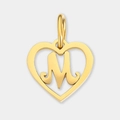 Pendentif cœur en acier inoxydable doré avec lettre M pour création de bijoux - Lettre M