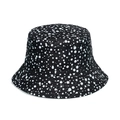 Women's reversible black sun hat with white polka dot patterns and reinforced stitching - Black White Polka Dot Print (8)