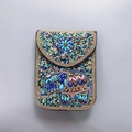 Sac bandoulière bohème fait main avec motif éléphant en perles et chaînes dorées - Éléphant Émeraude