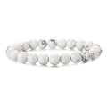Macro detail van 8mm witte turkoois kralen met natuurlijke marmeren patronen voor armbanden - Witte Turkoois