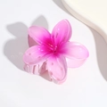 Detail view of pink gradient Y2K flower hair claw clip with smooth resin texture - Rose Red