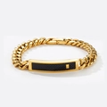Bracciale a catena cubana in acciaio dorato con inserto in fibra di carbonio nero - Intarsio in fibra di carbonio / Oro