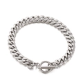Silver stainless steel Cuban link bracelet featuring a classic OT toggle clasp design - Steel Color (KB143975-Z)