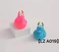 Pink and blue cartoon monster rubber duck toys with yellow polka dots and big eyes - 2Pcs Antenna Cute Pet Duck Set LZA019