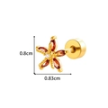 Clou d'oreille étoile de mer dorée avec gemmes rouges et boule vissée, 0,8 cm - Forme Fleur Étoile de Mer (908-5#Or)
