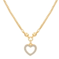 Gouden hartvormige hanger met fonkelende kristallen en een elegante boxketting design - Hol Hart Volledig Zirkonia (X804) / Goud