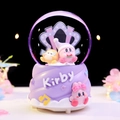 Purple Kirby musical crystal ball snow globe with cute character figures and purple base - 24101 Purple Base / Large Size 100+ Spins + Snow + Colored Lights + Music