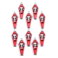 Detail of ten gothic vampire skull coffin charms with red enamel on silver alloy - Red-Silver Plated