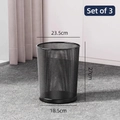 Pack de 3 papeleras negras de malla metálica con diseño circular y dimensiones - Juego de 3 / Pequeño [9L] / Negro